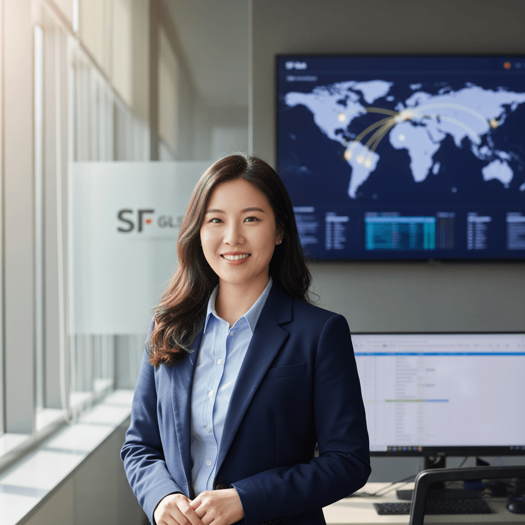 Stella Jeong, logistics operations coordinator at SF GLS, in an office setting